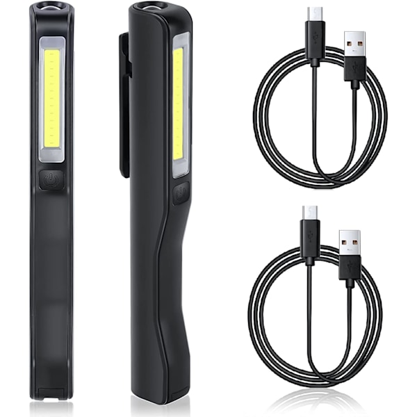 LED-ficklamp Inspektionslampa, 2 st Laddningsbara Arbetslampor, 3W LED