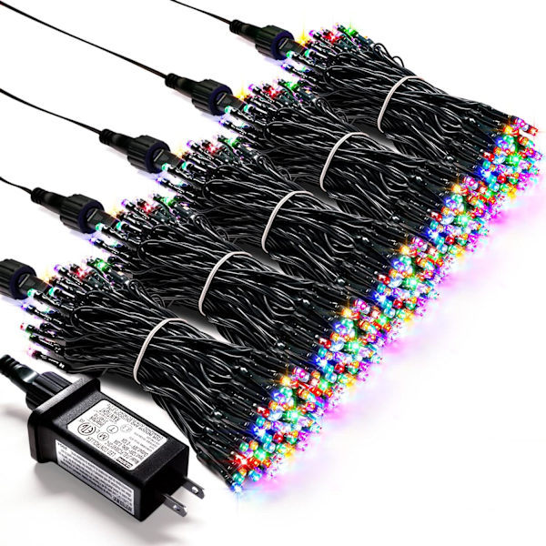 200 LED Flerfärgade Julbelysning Utomhus Vattentät, Utbyggbar 20m Multicolor 500 LED