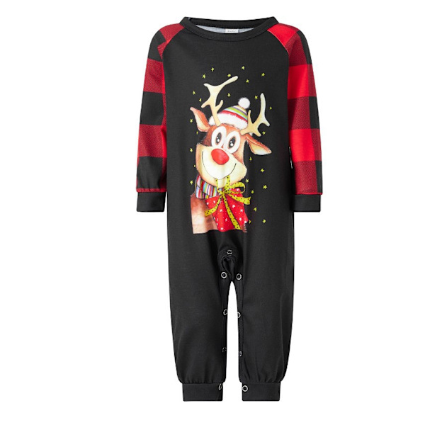Familj Set Nattkläder Tecknad Hjort Splicing Långärmad Crew Neck Top&L father XXL (44)