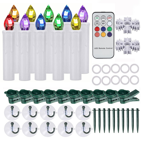10x LED-ljus med fjärrkontroll för jul, Halloween och andra tillfällen Full color+12 button Beige 10pcs