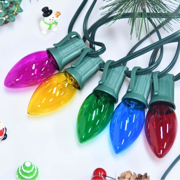 C7 Flerfärgade Julbelysning Vintage Julgransbelysning Inomhus C9-25Lights