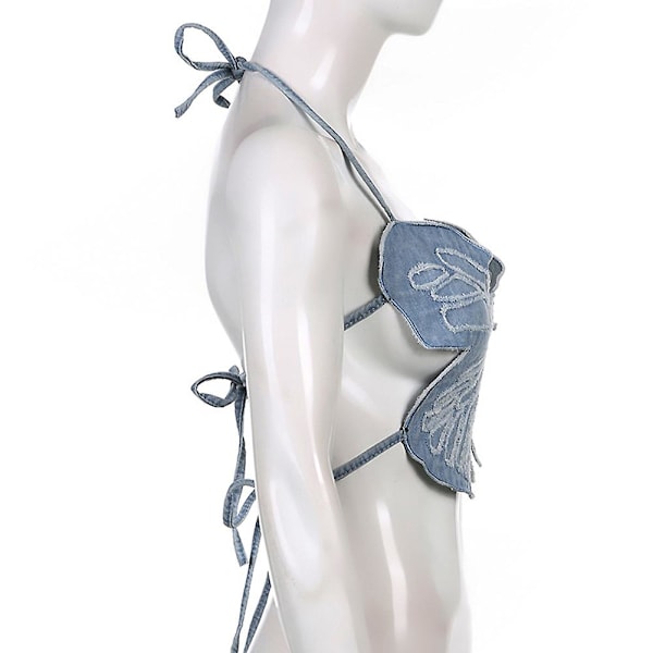 Y2k Butterfly Jeans Crop Top