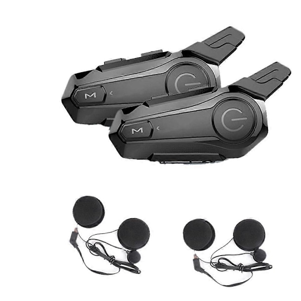 2st Bluetooth Intercom Motorcykel Fullhjälm Bluetooth Headset för 2 Förare Intercomunicador Trådlös