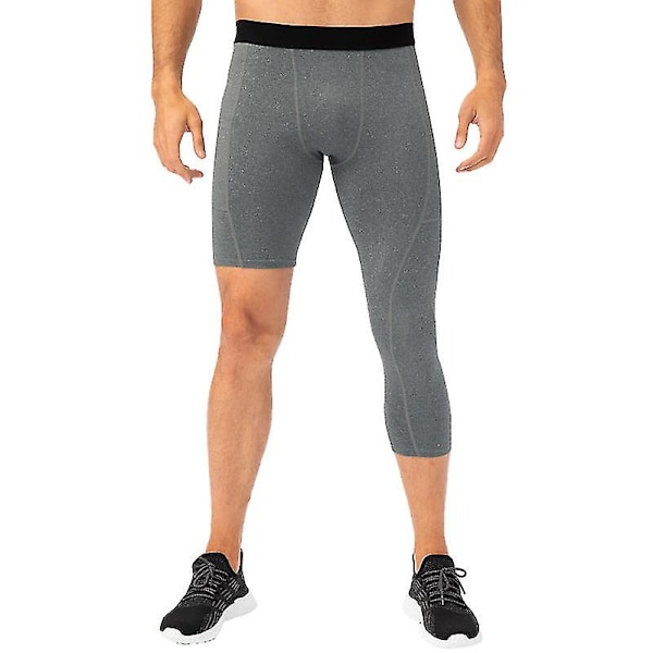 Män One Leg Leggings Kompatibla Basket Sidofickor Fitness Traini Grey Small