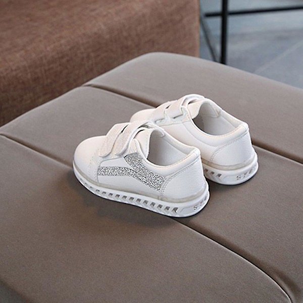 2022 Barn Barn Baby Flickor Pojkar Randig Bling Flat Led Luminou Silver 29