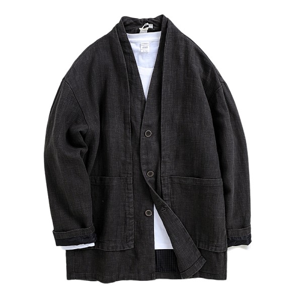 Linnejacka för män, Vintage japansk linnejacka, Japansk linne Kimo 2XL