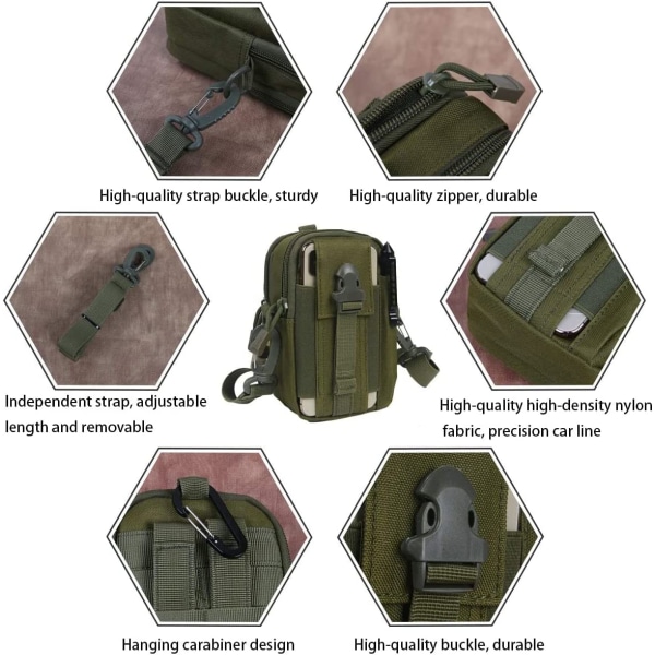 Taktiska Midjeväska, Universal Utomhus Midjeväska | Molle EDC Pou 7 Army Green01