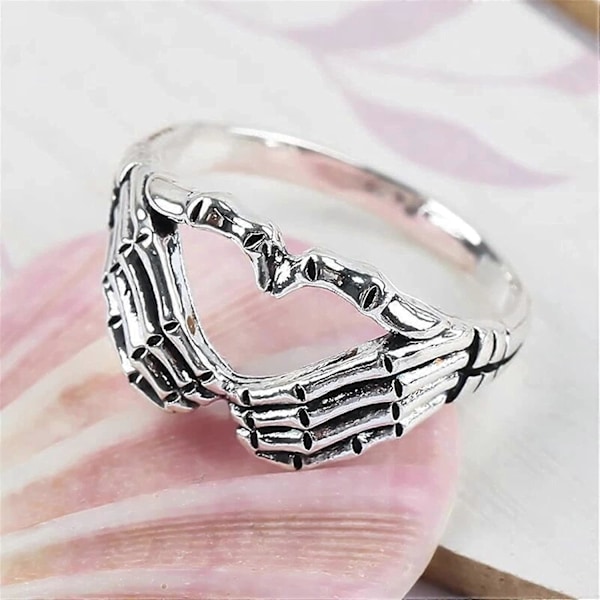 Handgestringar för kvinnor - Hjärtformade ringar i legering Storlek 10 (Silver)