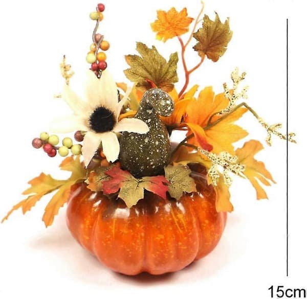 Höstdekoration Pumpa Lönnlöv Blommor Bonsai