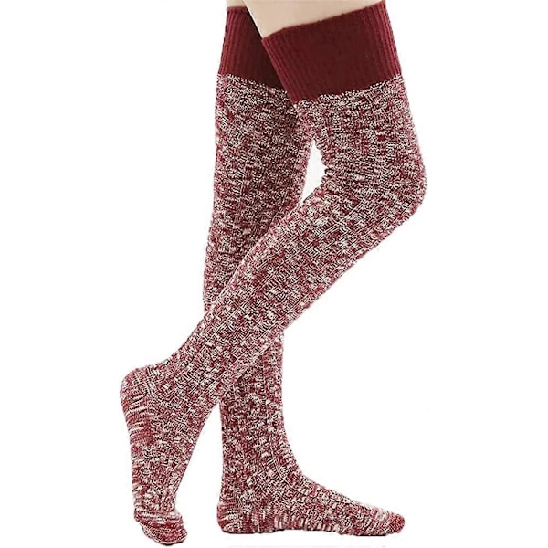 Dam Tigh High Bomull Stickad Vinter Strumpsocka