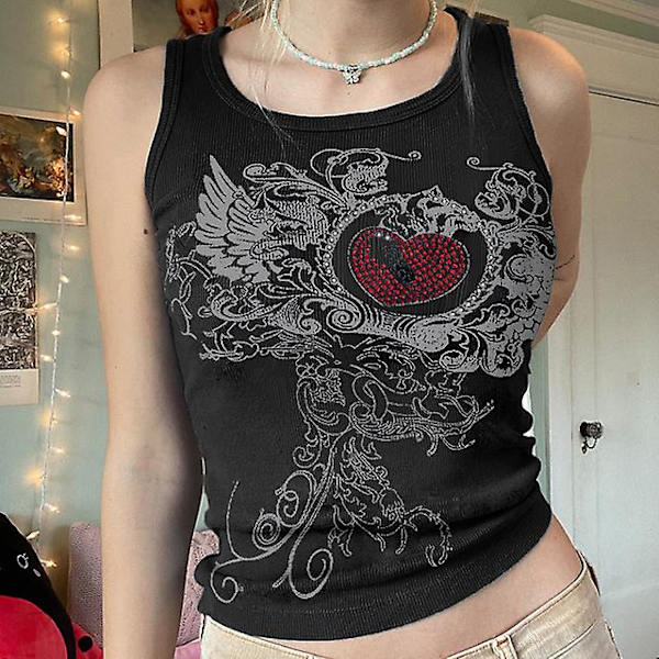 2023 Kläder Y2k korsett Crop Top Cyber Baby Tee Streetwear Gothi stil 1 M