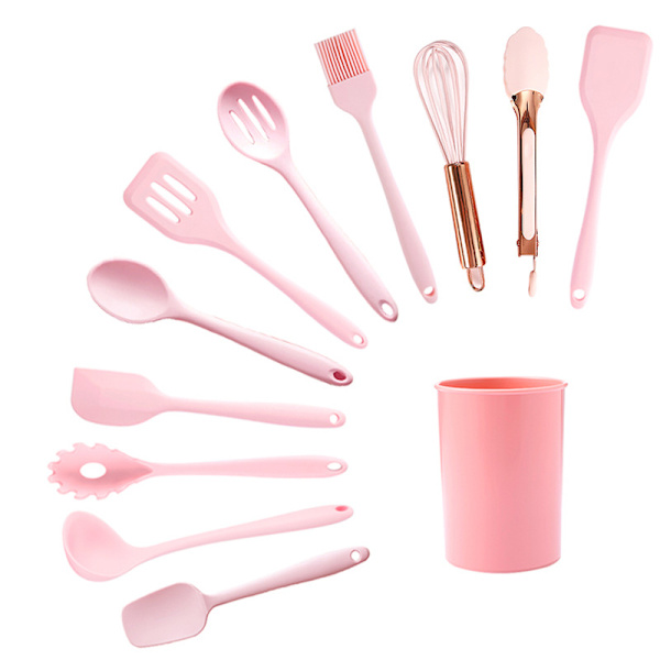 Set, 12 st Silikon Köksredskap rosa