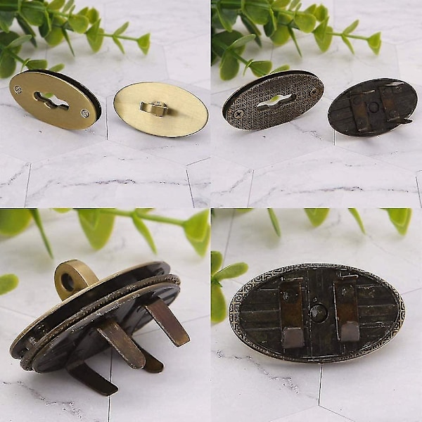 Oval Vridlås, Väsklås, Tumlås, DIY Spänne för Väskor, Böcker, Läder, Tyg, Handväskor, Plånböcker, 4-pack Jul