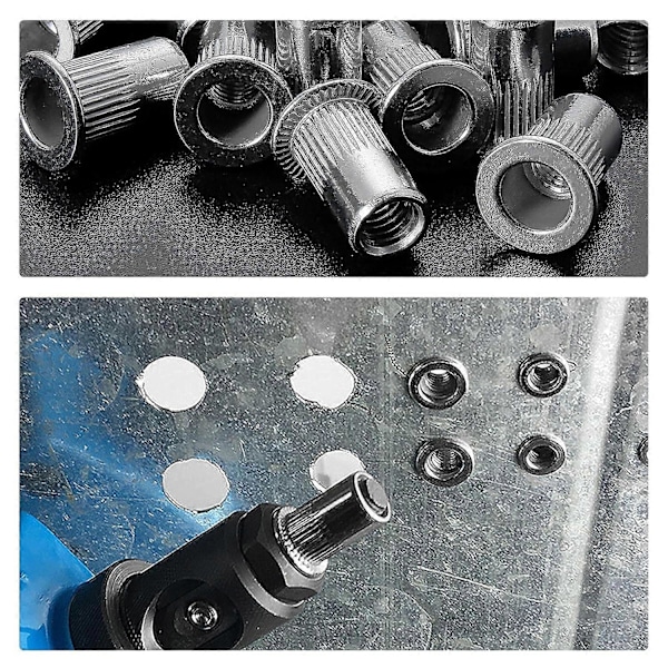 100 st M6 Platt Huvud Gängad Nitmutter, Gängade Nitmuttrar i Rostfritt Stål, Gänginsatser för Plast Metall (12mm*15mm)