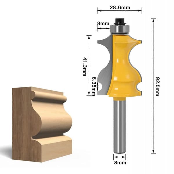 3-pack 8 mm arkitektonisk profilfräs - Träbearbetningsfräs