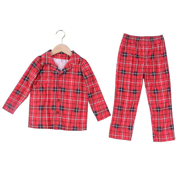 Jul Familj Matchande Pyjamas Pläd Bomull Mamma Pappa Baby Barn 2180 Red Girls 4-5Y