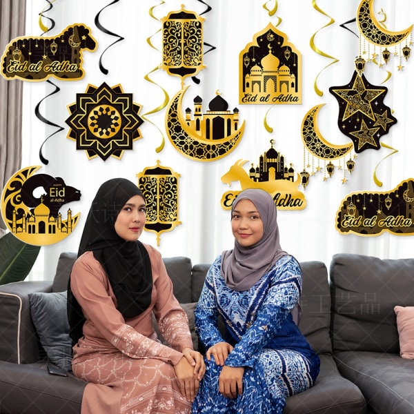 9 st Eid Mubarak Hängande Dekorationer Eid Mubarak Tak Ramadan