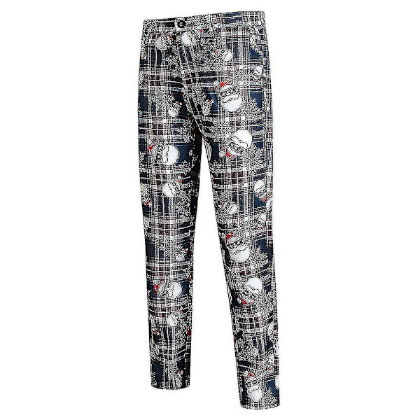 Herr Print Chino Byxor Xmas Party Finklänning Lång kostym Pa Navy blue L