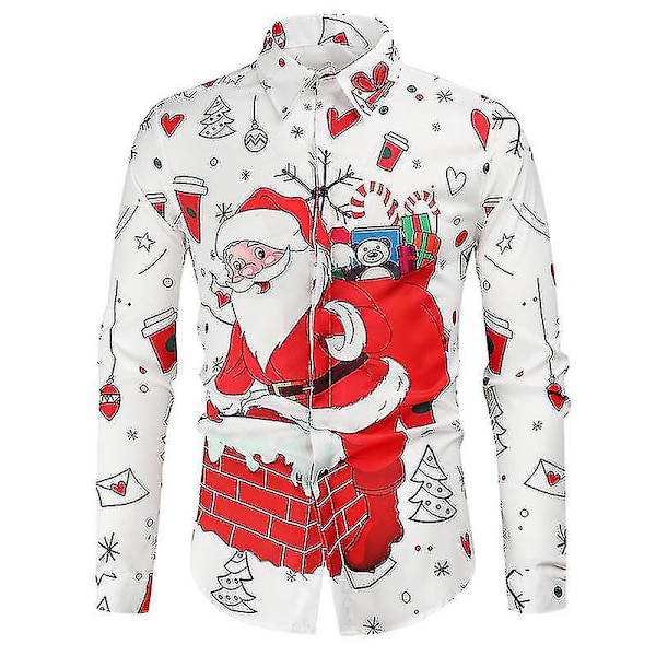 Herrar Jultröja 3D Kreativ Tryckt Långärmad Jultema Klänning white XL