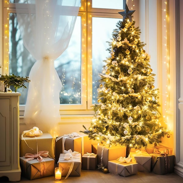 Varmt vita julbelysning inomhus, 10 meter 100 LED-julsträngljus Warm White