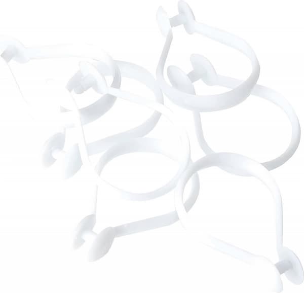 Snäppbara Duschdraperiringar i Plast, Vit 40mm (1.1/2\") - 100-pack