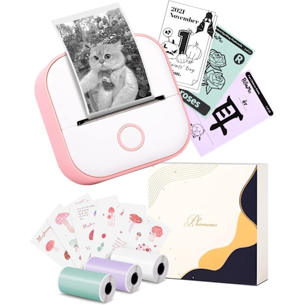 PhomemoT02 studenttelefon 5V2A Bluetooth miniskrivare termisk fel pri Pink Gift Box