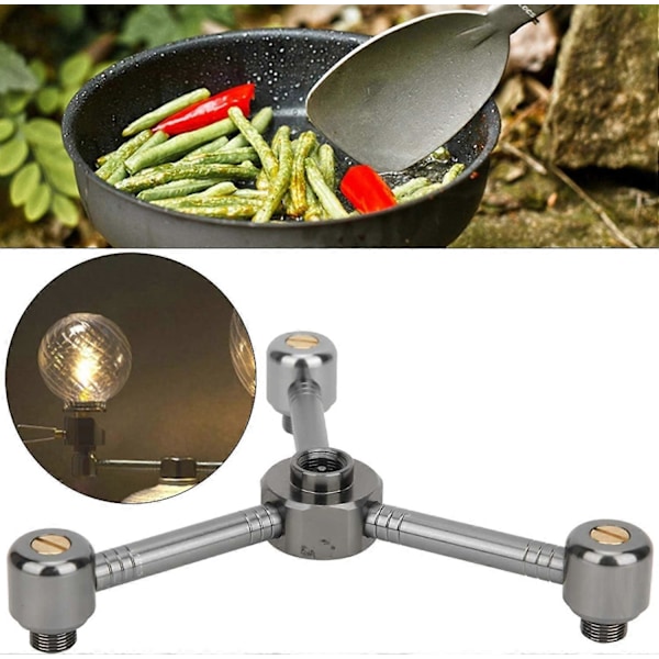 Utomhuscamping Aluminiumlegering Gas Cylinder Spis Adapter Huvuden Ugn Konverter Tillbehör (tre huvuden)