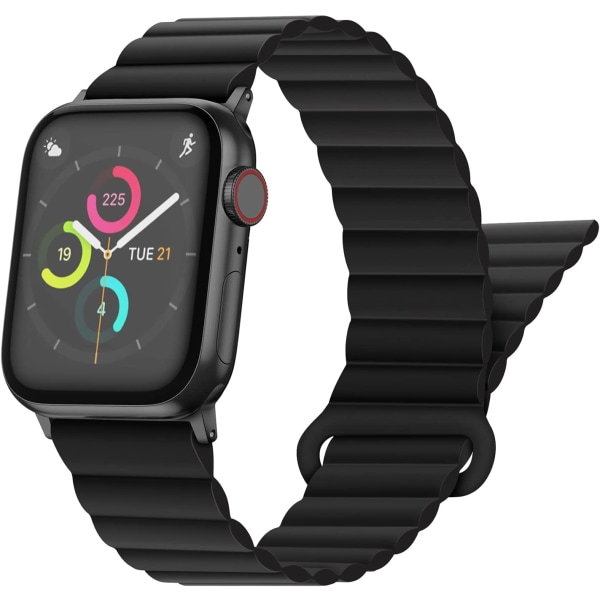 Kompatibel med Apple Watch Dubbelsidigt Vändbart Magnetiskt Armband Svart/orange 49 mm/45 mm/44 mm/42 mm
