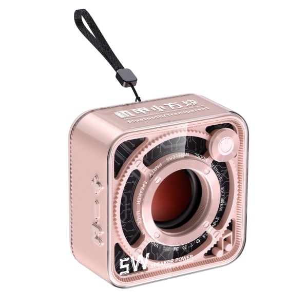 Ny 5w genomskinlig Mecha-stil liten stålkanon trådlös Bluetooth -högtalare Färgglad utomhus portabel subwoofer liten högtalare pink