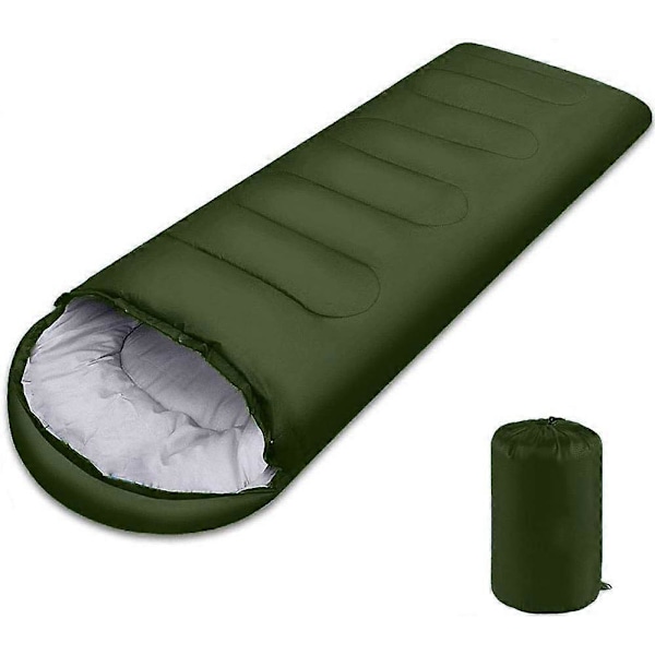 Sovsäck, lättviktig 3-säsongs vädersovsäck, mikrofiberfylld 5-20 grader för backpacking/vandring/camping/med kompressionssäck, grön