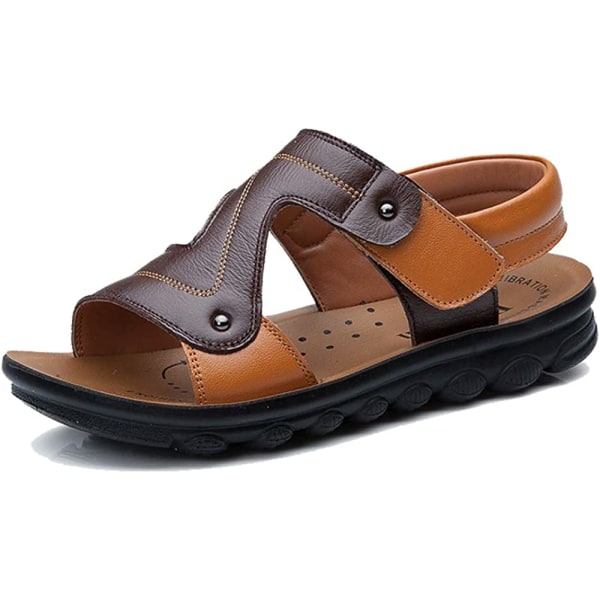 Boy Fisherman Läder Closed-Toe Summer Beach Flat Sandal Brun uppgradering 4 UK Wide