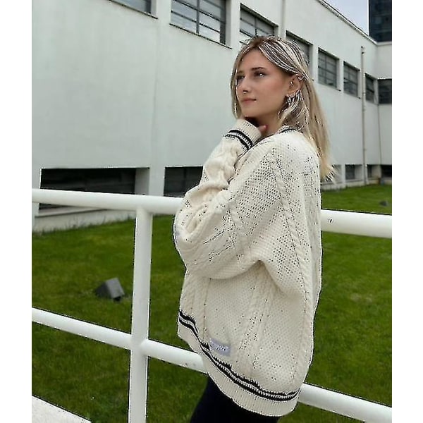 Bebetter Stjärnbroderad Stickad Folklore Cardigan, Handgjord Folklore Cardigan XL