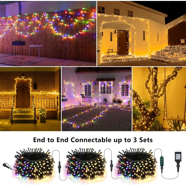 Joomer Color Changing Christmas Lights 66ft 200 LED String Lights Tim Warm white Multicolor 200LED