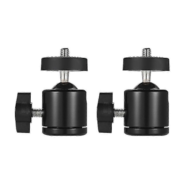 2 st 360 Graders Roterande Vridbar Mini Stativ Kulhuvud Med 1/4\" Skruvgänga Basfäste För Dslr Kamera Videokamera Led Ljusfäste