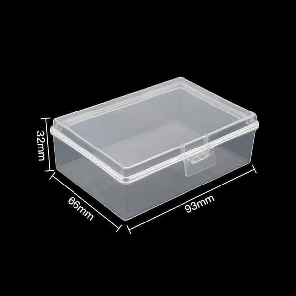 Liten förvaringslåda i plast med lock, 93 x 66 x 32 mm, Mini rektangulär transparent förvaringsbehållare