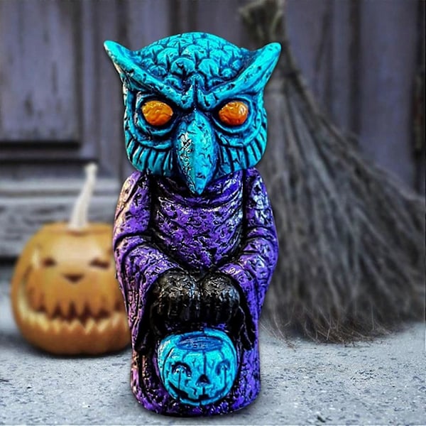 Skräckstaty Midnattsritual Trädgårdstomtar Statyer Utomhus Trollkarl Harts Hantverk Ornament Halloween Dekor Skulptur - Örn