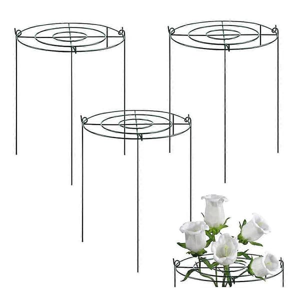 3 Set Pionstöd, Växtstöd med Ringar och 4 Ben, Växtstöd, Blomstöd