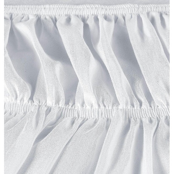 Dubbel Elastisk Sängkappa med Volang - Mikrofiber Sängkappa Justerbar Enkelsäng Vit