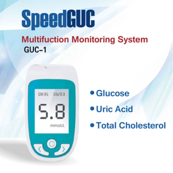 3 I 1 MULTIFUNKTIONELL HÄLSOMONITOR (KOLESTEROL, GLUKOS & URISYRA), Medicinsk och hemmabruk