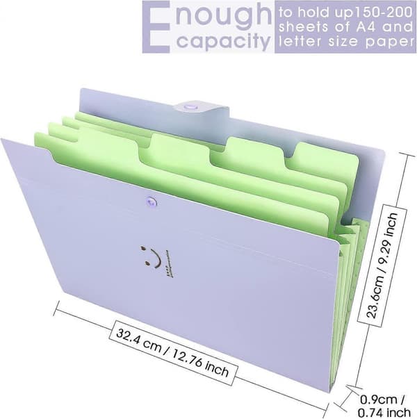 Expanderande Dokumentmappar A4 Pappersstorlek, 2-pack (Lila, Grön)