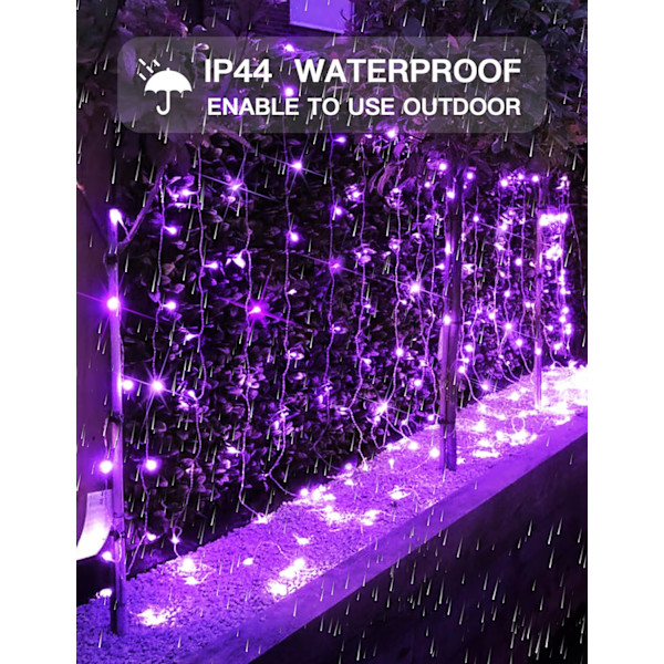 Gardinljus för sovrum, 200 led hängslinga utomhus vattentät Purple USB-200 LED