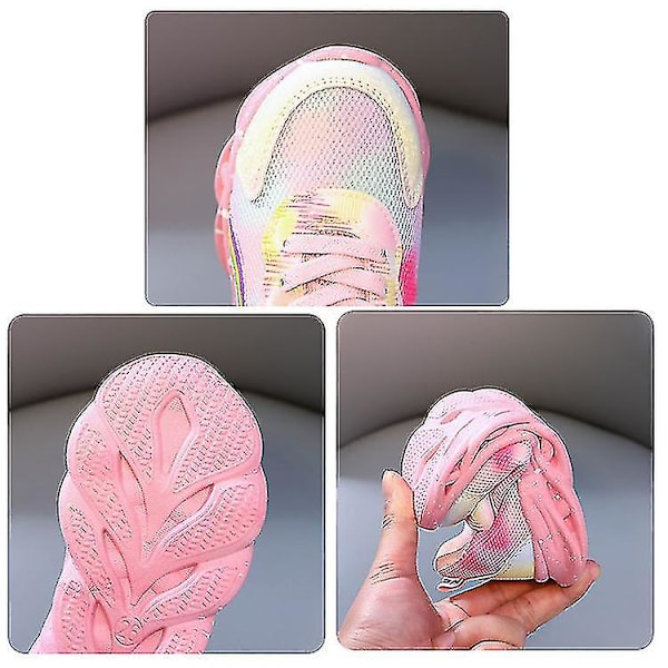 Girls Led Casual Sneakers Elsa Princess Print Outdoor Shoes Kids Pink 29-insole 17.8cm