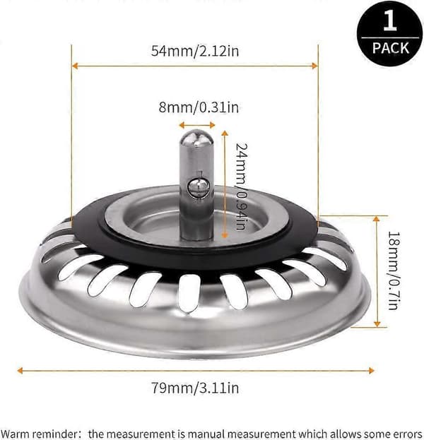 Diskho Sil Propp Rostfritt Stål Diskho Propp För Ditt Kök Badrum - Diameter 79mm 2 st