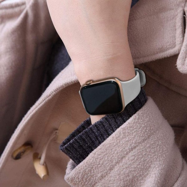 Kompatibel med Apple Watch -remmar Soft Sport Silicone Band Svart/grå/rosa sand 42/44/45 mm