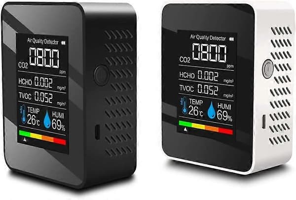 Luftkvalitetsdetektor multifunktionell koldioxid CO2-testare TVOC HCHO-värde (vit)