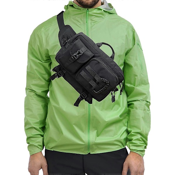 Utomhus Crossbody Midjeväska för Män, Vattenavvisande Taktisk Sling Bag för Män. Mångsidig Vandring EDC Bröstväska Ryggsäck, Taktisk Midjeväska Med Wa