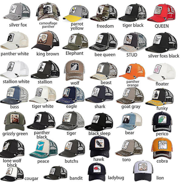 Farm Animal Trucker Baseball Cap Hatt Mesh Style Män Kvinnor Hip Ho Kamouflage Panther