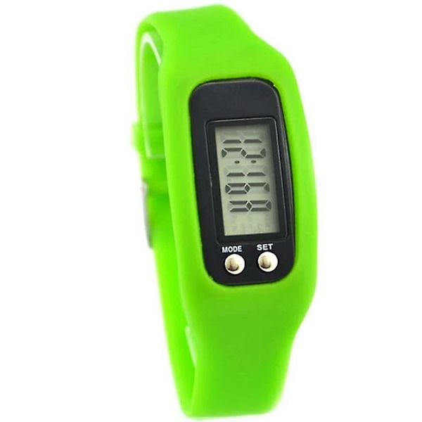 Stegräknare Klocka med LCD-Skärm Enkel Användning Promenad Fitness Tracker Armband Green