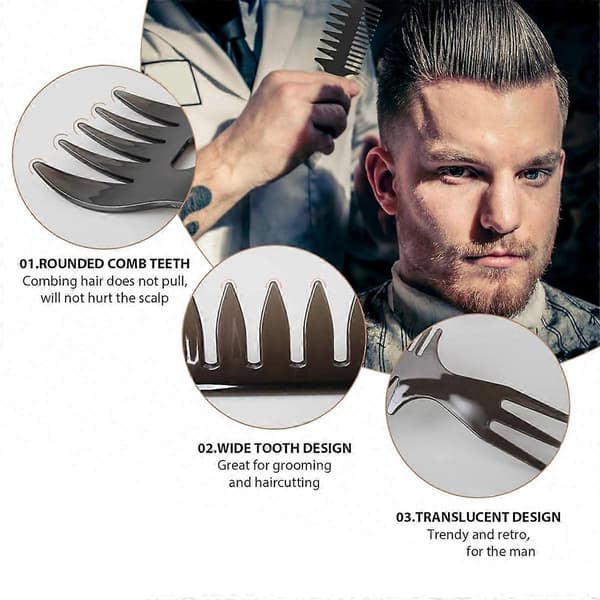 Hårborste för män, 7 st kammar för män, hårstyling kamset