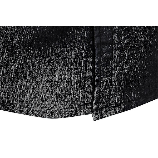 Herrar Essential Knapp-Down Långärmad Tvättad Denimskjorta Black L